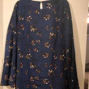 Lulus Bell sleeve navy floral dress